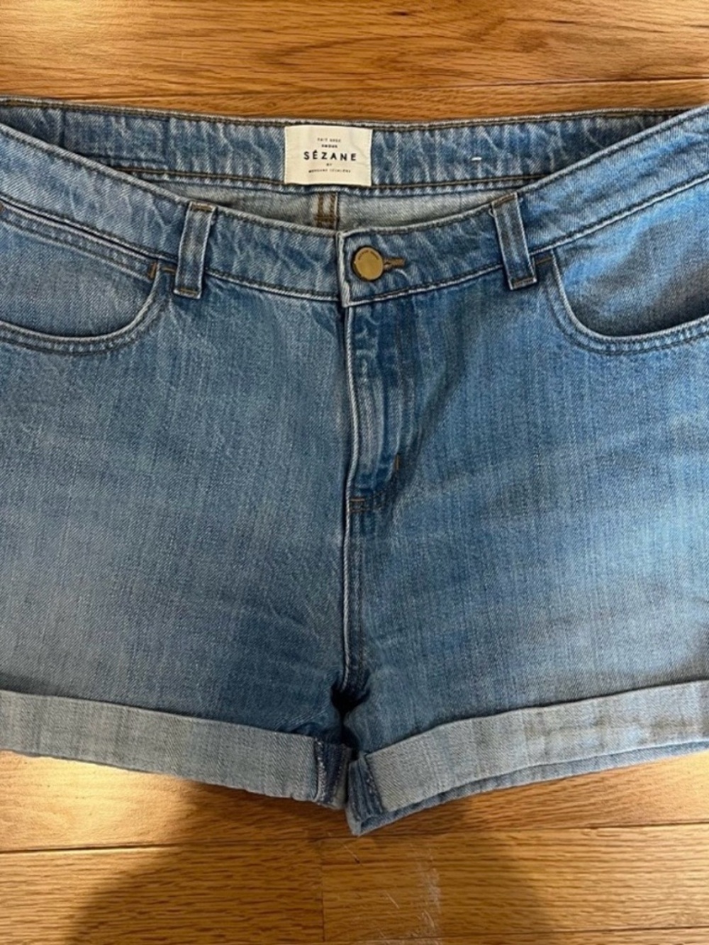 Sezane Light Blue Denim Shorts